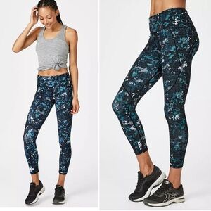 Sweaty Betty Power Pocket Workout Leggings Blue Black Camo Leggings High Waist S